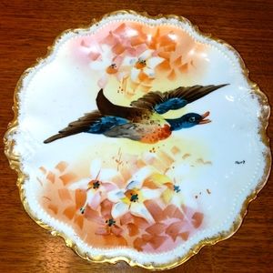 French Limoges Handpainted Coronet Cabinet Plate Antique.